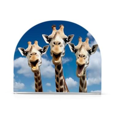 Imagem de Wassud Suporte de guardanapo acrílico de três girafas, dispensador de guardanapo de papel moderno em forma de U para mesa, cozinha, sala de jantar, bancada 1 peça (comporta 50-60 guardanapos)