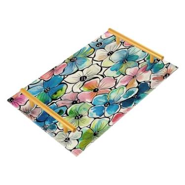 Imagem de Wassud Bandejas de acrílico de flores delicadas para banheiro, joias, perfumes, alça para maquiagem, cômoda, quarto, cozinha, mesa, 30 x 20 cm
