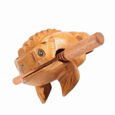 Imagem de YOUTHINK Sapo de Madeira da Tailândia, Instrumento Musical de Coaxar, Presente Decorativo Esculpido à Mão para Casa e Escritório, Sapo da Sorte Ideal para Amigos (#04)