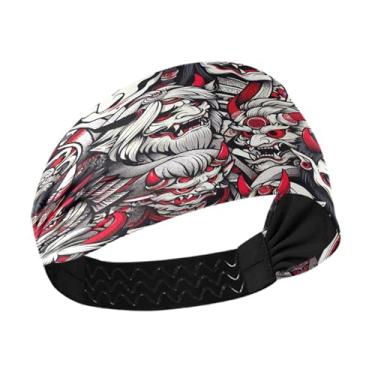 Imagem de Burbuja Máscara japonesa NOH para mulheres e homens, faixa de cabeça elástica antiderrapante com absorção de umidade, moda para treino, ioga, esportes, capacete amigável