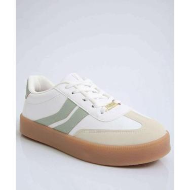 Imagem de Tênis Casual Feminino Recorte Vizzano-11336, Branco, Verde, 36