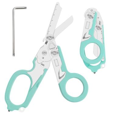 Imagem de Lemasa Ferramenta Combinada Multifuncional 6 Em 1, Tesoura De Emergência Retrátil Dobrável, Ferramentas Para Acampamento Ao Ar Livre, Cortador Cinto Segurança, Chave Cilindro Oxigênio, Ajustável Cor