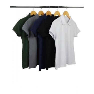 Imagem de Kit Sortido 5 Camisas Gola Polo Piquet Femininas Lisa-Feminino