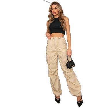 Imagem de CALÇA SARJA FEMININA PARACHUTE CARGO CINTURA MÉDIA-Feminino