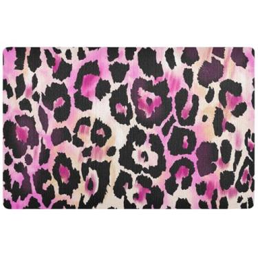 Imagem de TSENQUE Tapete personalizado colorido romântico leoprad tapete de sapato bonito à prova d'água, decoração de varanda tapetes de entrada laváveis para dentro de casa 81 cm x 50 cm