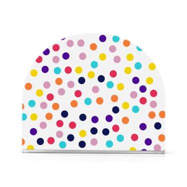 Imagem de Bandeja de guardanapo de acrílico de bolinhas coloridas, dispensador de bandeja de papel descartável em forma de U, suporte de guardanapo vertical