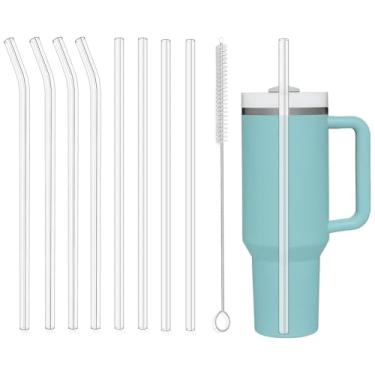 Imagem de Canudos reutilizáveis de 30,5 cm para Stanley/Yeti Copo de copo de 850 g - 1,134 g, pacote com 8 canudos de plástico longos com escova de limpeza, canudo de substituição transparente para beber