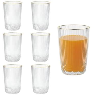 Imagem de Copo De Vidro Premium Com Borda Dourada – 330ml ou 420ml – Textura Elegante, Alta Durabilidade e Design Moderno (420ML)