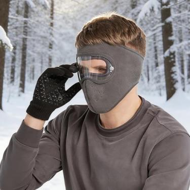 Imagem de Balaclava de esqui à prova de vento para homens e mulheres, acessório de cabeça quente de inverno com proteção para o rosto inteiro máscara de equitação, Cinza, tamanho �nico