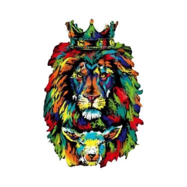 Imagem de Pintura Em Tela Vintage De Jesus Cristo Com Leão E Cordeiro Para Decor