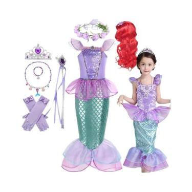 Imagem de Fantasia De Princesa Ariel Pequena Sereia Para Meninas, Fantasia De Ca