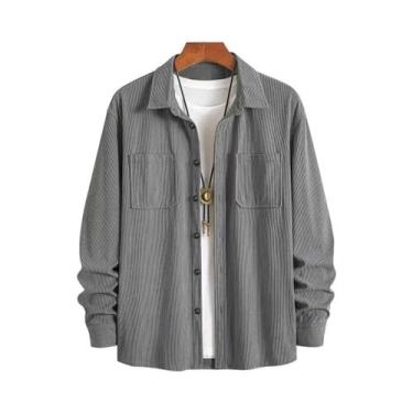 Imagem de Jaqueta Camisa De Corduroy Vintage Masculina Estilo Hong Kong Moda Ten