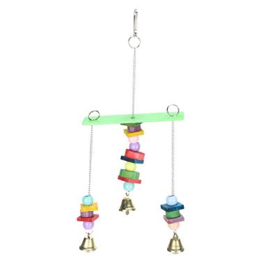 Imagem de CUOFYUNL Brinquedo de mastigar para pássaros de estimação Gaiola suspensa de madeira acrílica multicolorida para papagaios pequenos e médios