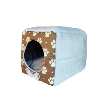 Imagem de Toca Cama Casinha 2 Em 1 Cachorro Cão E Gato Tam P M e G(GG Verde Patas Lateral Bege)