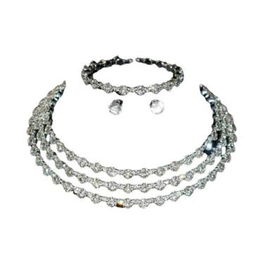 Imagem de Conjunto De Joias Minimalistas Femininas Da Moda 4 Peças Colar Brincos