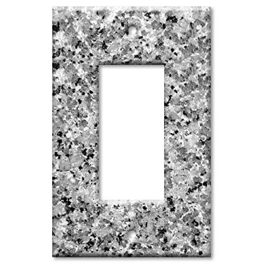 Imagem de Art Plates - Feito nos EUA - Placa decorativa para interruptor de luz - Placa de parede - 1 balancim - Cinza - Granito preto (imagem impressa) - Feito nos EUA