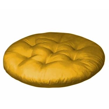 Imagem de Almofada Para Cadeira Redonda 80x80 cm Com Futon Para Decoração Cadeira Sofá Quarto (Mostarda)