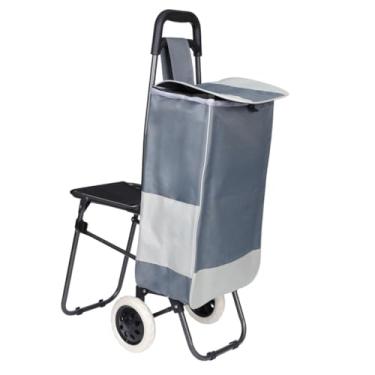 Imagem de Carrinho De Compras Dobrável C/Rodas E Assento Reforçado(CINZA)