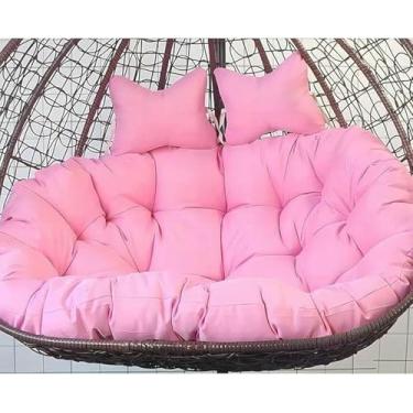 Imagem de Almofada dupla para cadeira suspensa suspensa em formato de ovo, 2 lugares, impermeável, removível, espessa, para rede, com travesseiro incluso.