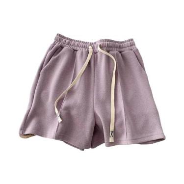 Imagem de Shorts Estilo Harajuku Cinza Com Cintura Elástica Para Meninas, Calças