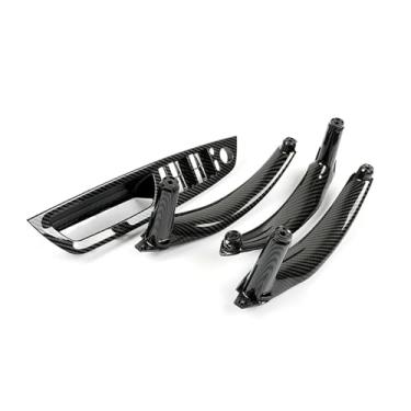 Imagem de Interior De Fibra De Carbono Esquerda Direita Maçaneta Da Porta Dentro Da Capa Painel Guarnição Substituição Compatível Com Bmw X5 X6 E70 E71 E72 2007-2013(Carbon 4Pcs LHD)