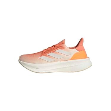 Imagem de adidas Tênis de corrida feminino Ultraboost 5X, Semi coral/branco fora/laranja claro, 39