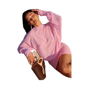 Imagem de Vestido Mini De Chiffon Com Decote O E Mangas Longas, Estilo Slim E Co