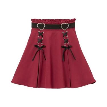 Imagem de Saia Feminina plus Size Preta De Cintura Alta Estilo Lolita Com Efeito