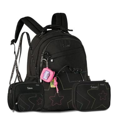 Imagem de Mochila Luluca com Lancheira e Estojo Kit Completo Adolescente-Feminino