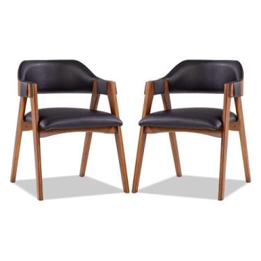 Imagem de Kit 2 Cadeiras de Jantar em Madeira Lua Estofada material sintético Fa