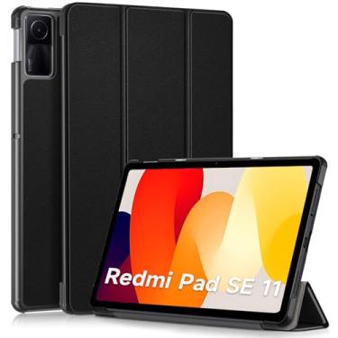 Imagem de CALLECK Capa flip para tablet para Xiaomi Redmi Pad SE 11''2023–à prova de choque, suspensão/despertar automático, capa Xiaomi Redmi Pad SE, capa tripla fina com suporte, preta