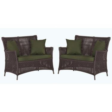 Imagem de 2 Sofás área Externa Igapó Alumínio Marrom Corda Náutica E13 Marrom