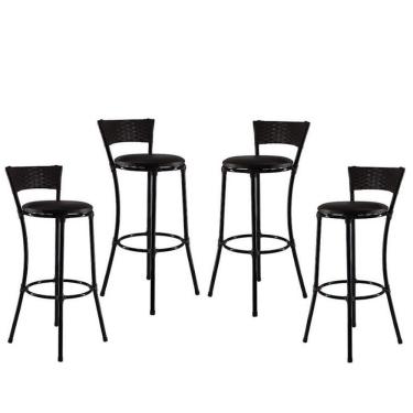 Imagem de Kit 4 Banquetas Altas Forts Aço Fibra Acesse Tabaco Marrom