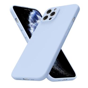 Imagem de uvcoat Capa de silicone para iPhone 11 Pro, capa fina de gel de borracha macia para mulheres e meninas, linda capa de telefone TPU fosco com proteção total da câmera, design simples minimalista, azul