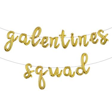 Imagem de Balões de letras - GALENTINES SQUAD 41 cm letras do alfabeto folha balão Mylar Banner Dia dos Namorados (Esquadrão dos GALENTINES dourado)