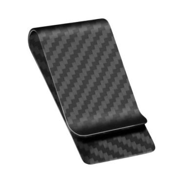 Imagem de Carteira Masculina Slim De Fibra De Carbono Com Clipe Para Dinheiro, M