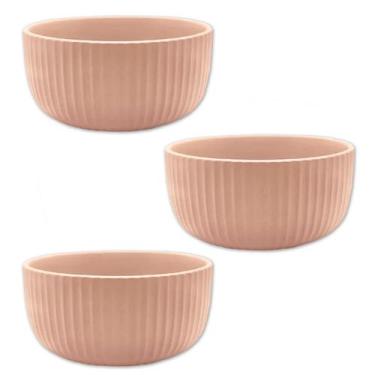 Imagem de Kit 3 Bowl Tigela Cumbuca De Cerâmica Rosa 11Cm Salada Fruta - Wellmix