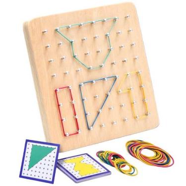 Imagem de Pegboard geométrico Montessori de madeira para crianças 15x15x1.5cm - 