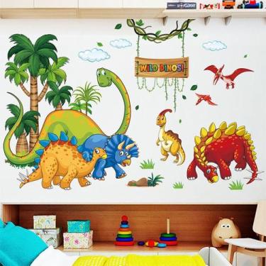 Imagem de Adesivos de parede Cartoon Dinosaur Jungle Animal PVC 30x90cm - yiweis