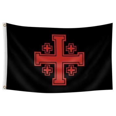 Imagem de Bandeira Vermelha Jerusalém Crusaders Cross 90x150cm Poliéster - Yiwei
