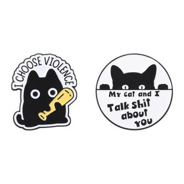 Imagem de Conjunto de alfinetes de broche Cartoon Cat Creative Kitty Lapel Badge