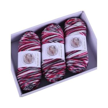 Imagem de Fio De Lã Colorido Em Gradiente Arco-Íris 360g, Espessura Média, Para 