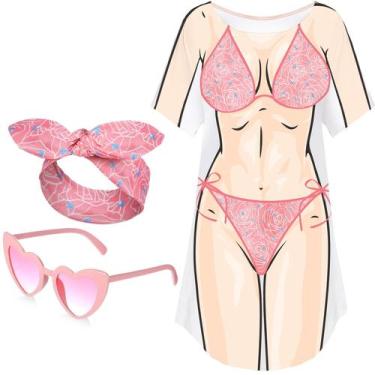 Imagem de Camisa de biquíni com capa de camisa Jeyiour, roupa feminina engraçada