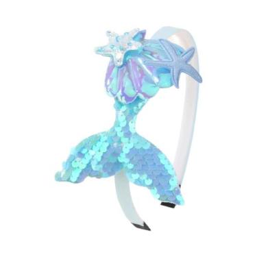 Imagem de Faixas De Cabelo Feitas À Mão Com Lantejoulas De Sereia Arco-íris Para