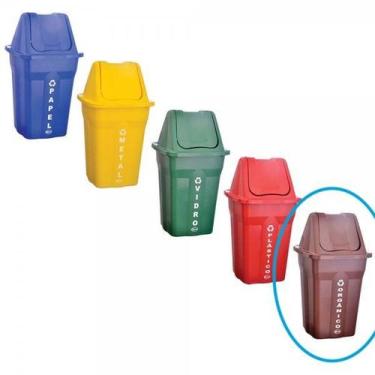 Imagem de Lixeira basculante com tampa coleta seletiva 60l santana - 1un - **mar