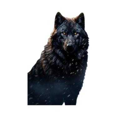 Imagem de Pôster Em Lona De Lobo Negro, Animal Selvagem Predador, Arte Moderna P