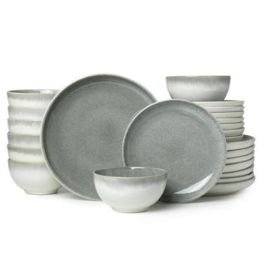 Imagem de Jogo de jantar Pokini 24 peças em stoneware com degradê verde
