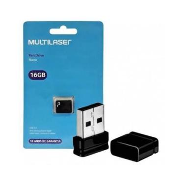 Imagem de Pen Drive Nano 16GB USB Leitura 10MB/s e Gravação 3MB/s Preto -Multila