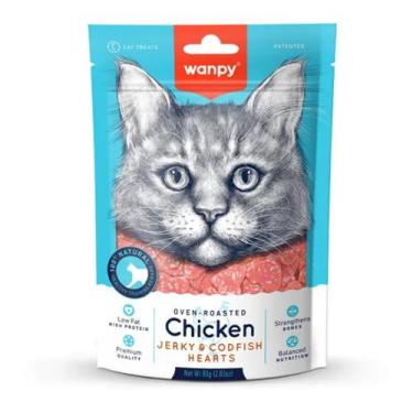 Imagem de Petisco para gatos - Wanpy Mini Corações de Frango e Peixe 80g