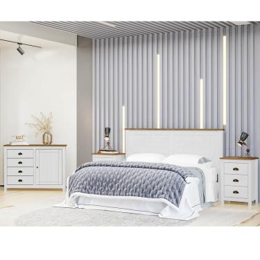 Imagem de Conjunto de Quarto Topázio 1 Porta 4 Gavetas Madeira de Pinus Branco Finestra Móveis